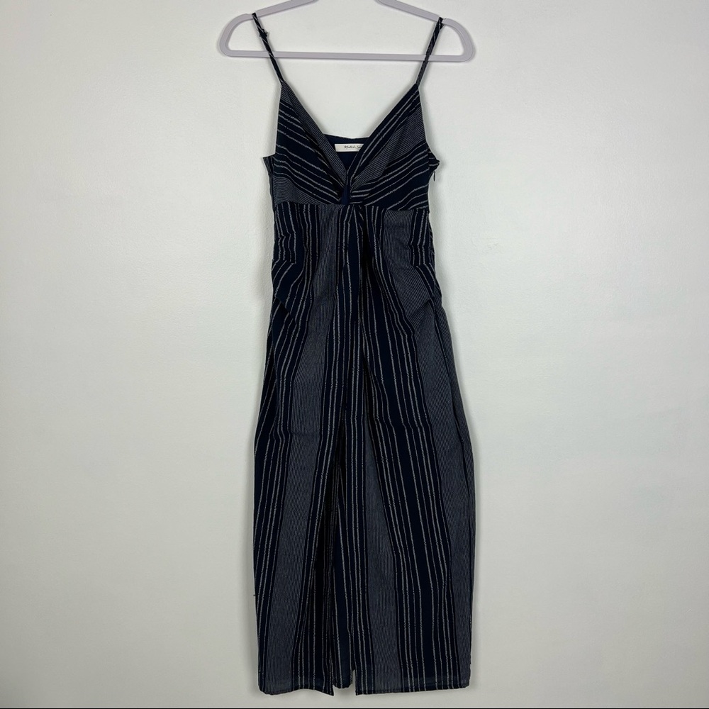 Mustard Seed NWT Navy Striped Dress Sleeveless V Neck Size Medium